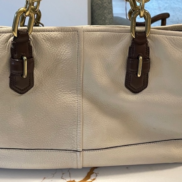 Cream and brown leather Coach bag - Picture 2 of 7